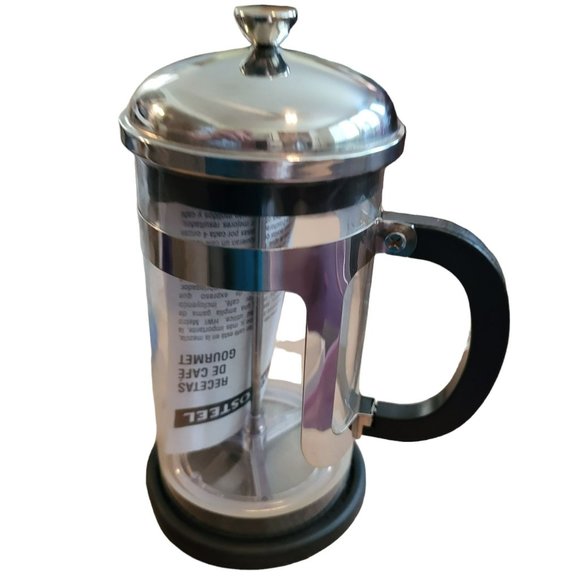 Arcosteel Coffee French Press Glass and Silver 8 Cup with Coaster DH638 - Picture 2 of 9